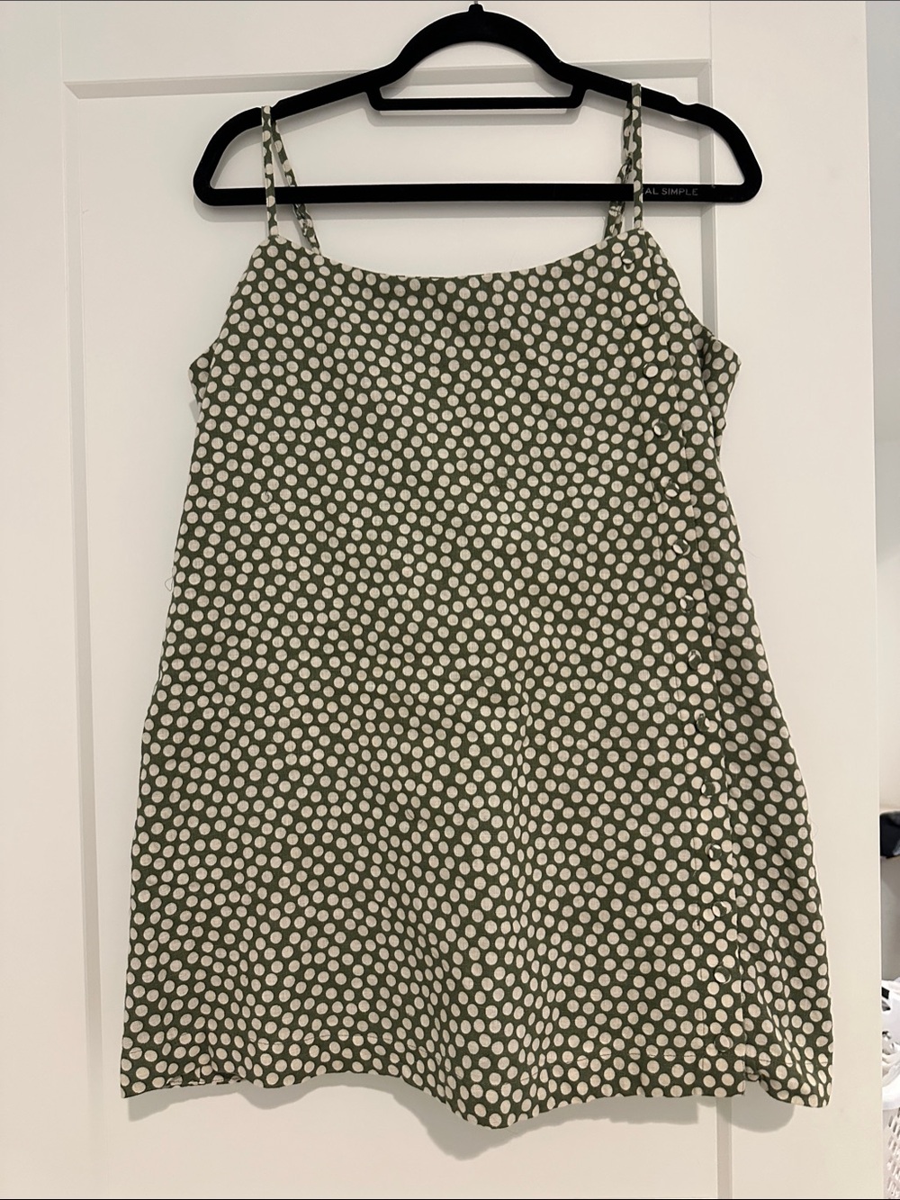 Abercrombie & Fitch Olive Green Polka Dot Linen Blend Button Skort Dress